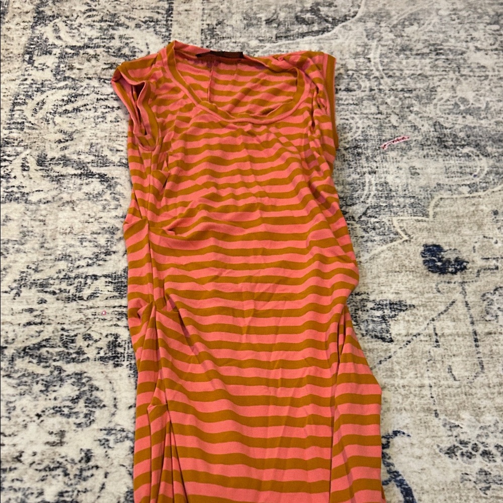 Nicole Miller Pink and Tan Striped Top